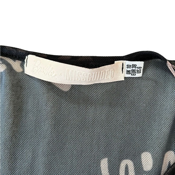 Barbie X Misguided Black Netted T-shirt Size 10 UK Womens T-shirt - Picture 6 of 9